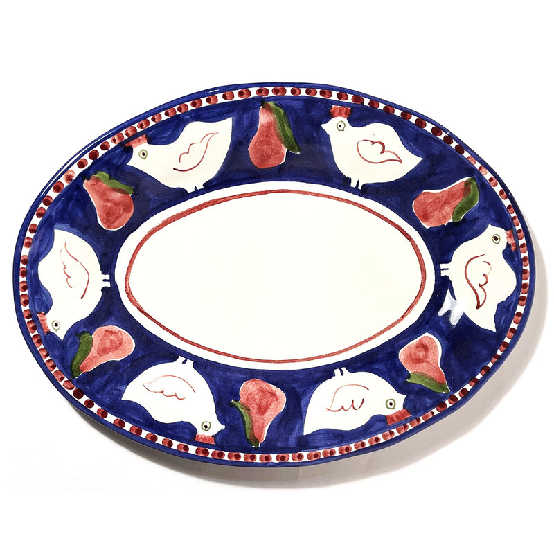 Amalfi Blue/Red Gallina Oval Dish - 43cm