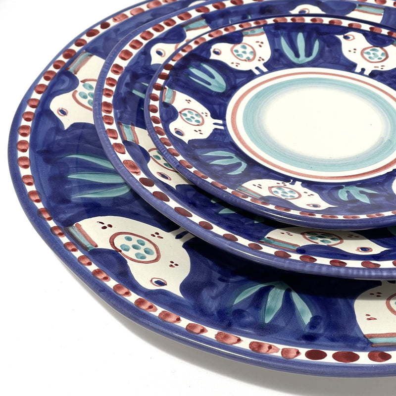 Amalfi Blue - Green Gallina Round Platter - 38cm