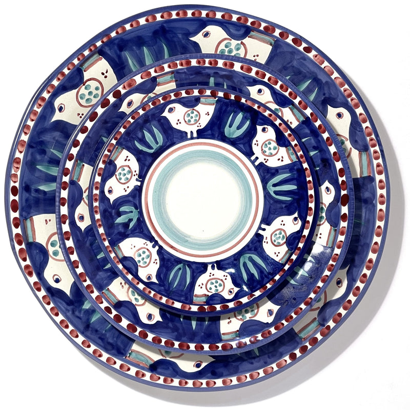 Amalfi Blue - Green Gallina Round Platter - 38cm
