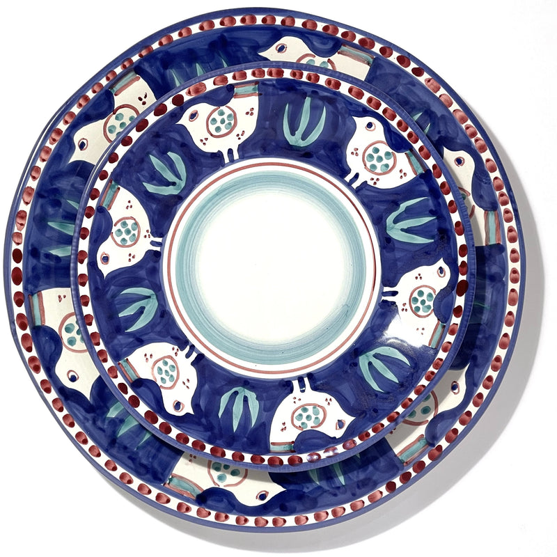 Amalfi Blue - Green Gallina Round Platter - 38cm