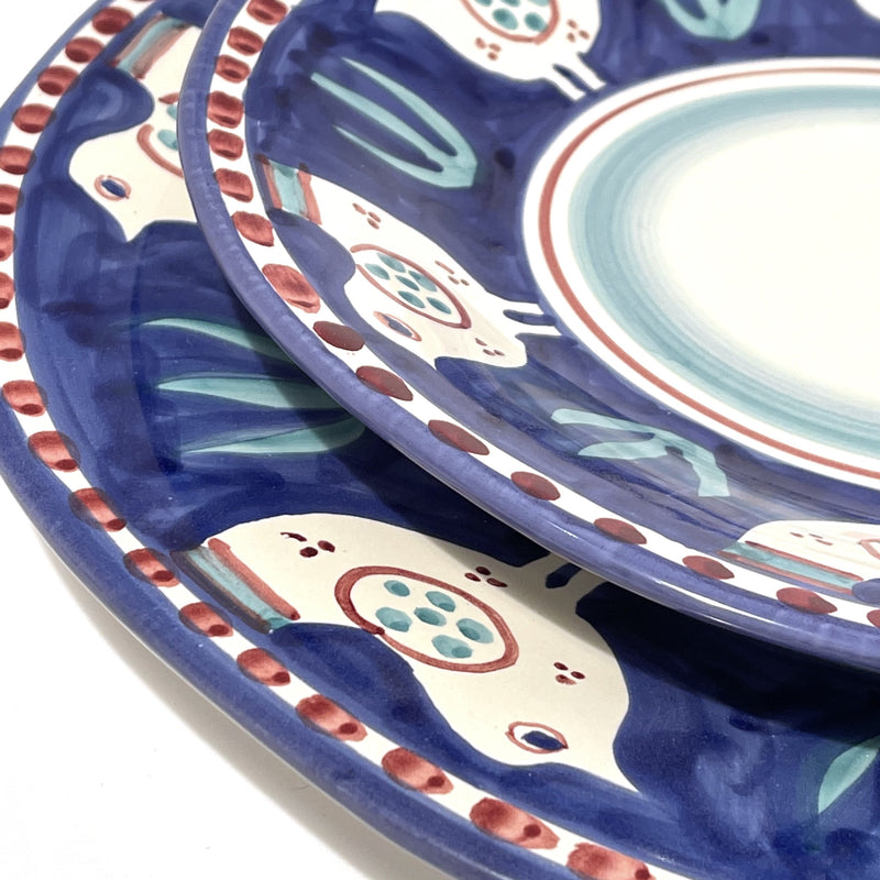 Amalfi Blue - Green Gallina Round Platter - 38cm