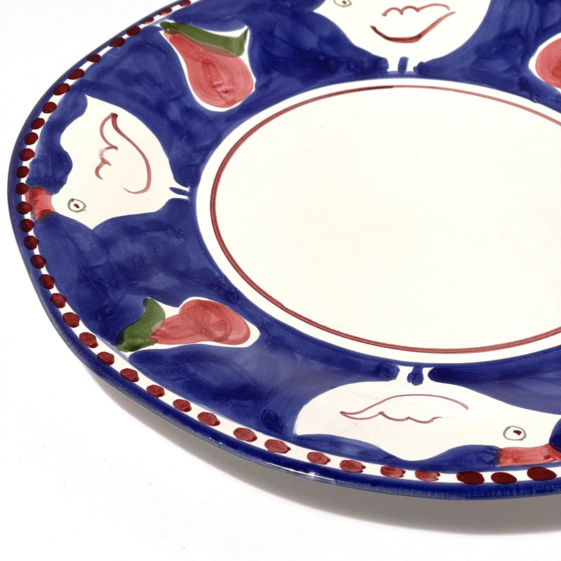 Amalfi Blue/Red Gallina Round Platter - 38cm