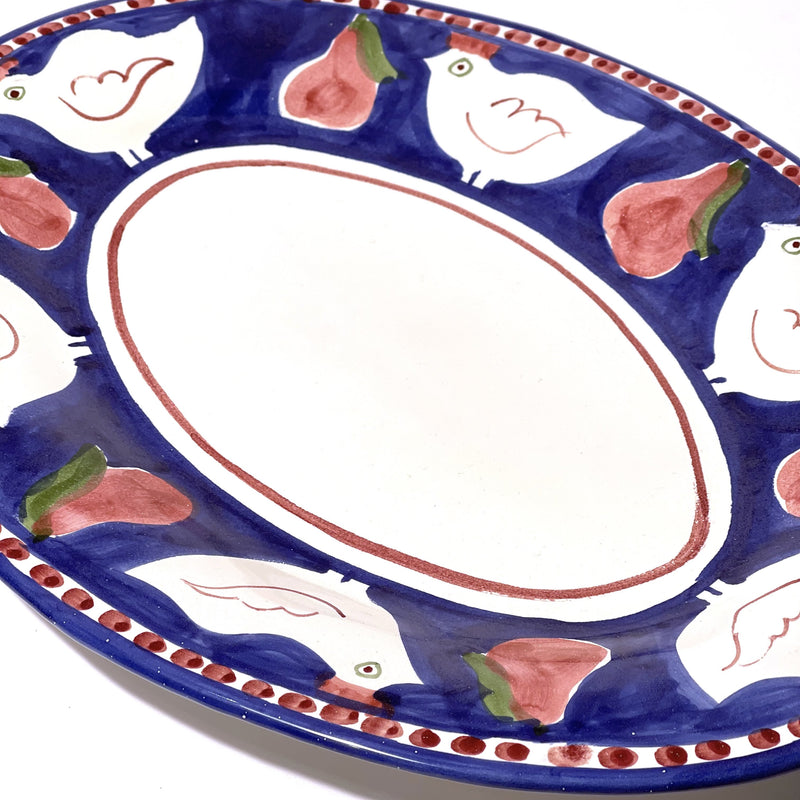 Amalfi Blue/Red Gallina Oval Dish - 43cm