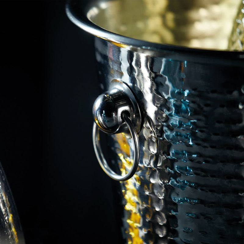 BarCraft Hammered-Steel Sparkling Wine & Champagne Bucket