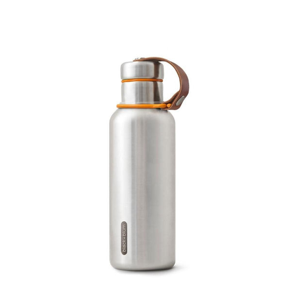 Black Blum Insulated Stainless Steel Water Bottle | Orange Strap