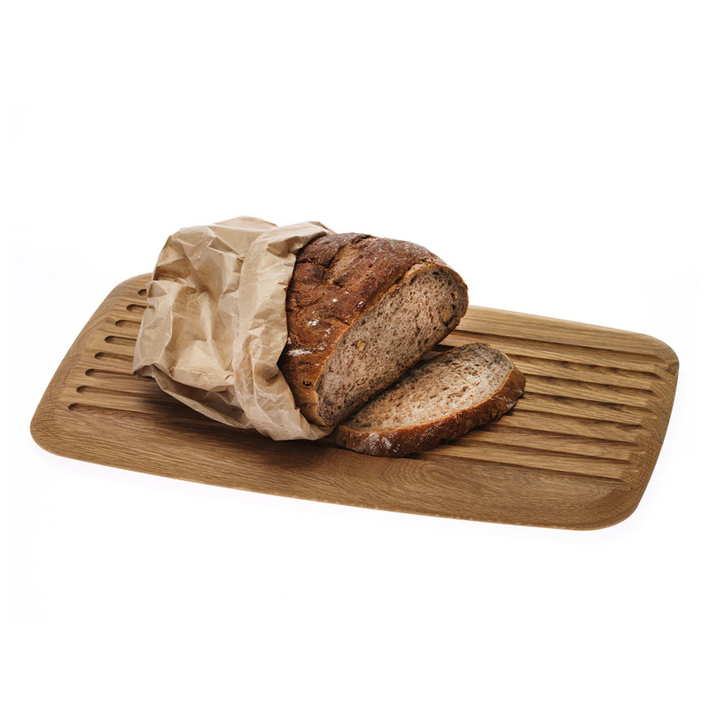 Breka Wooden Chopping Board with Grooves - Stained Oak
