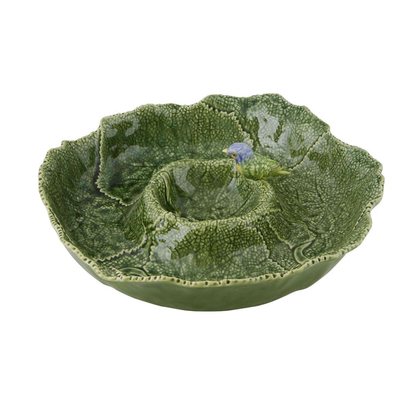 Bordallo Pinheiro Chip and Dip Plate with Bird