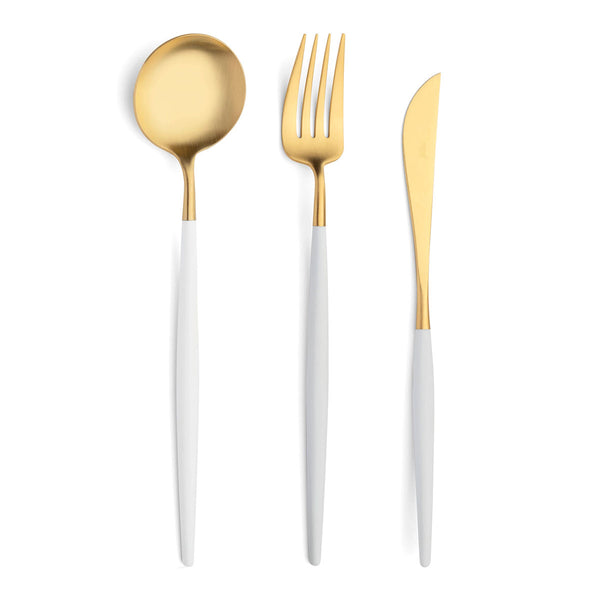 Cutipol Goa Cutlery Serving Spoon - White & Gold