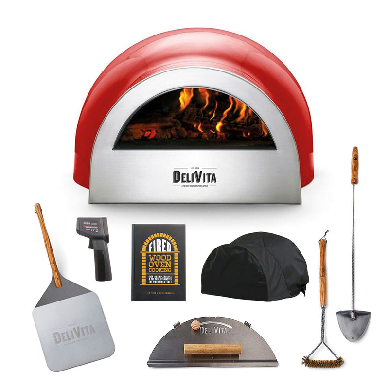 Delivita Wood-Fired Pizza/Oven - Chilli Red | Advanced Bundle