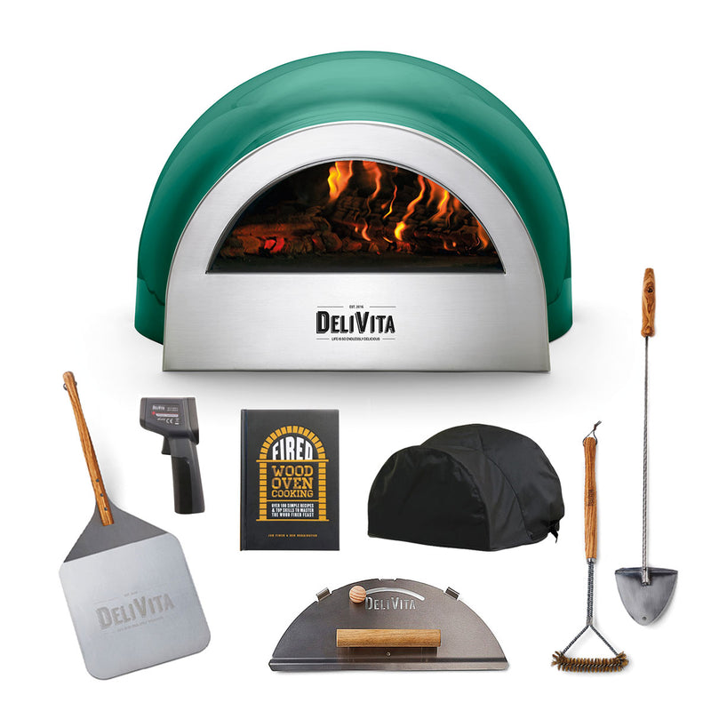 Delivita Wood-Fired Pizza/Oven - Emerald Green | Advanced Bundle