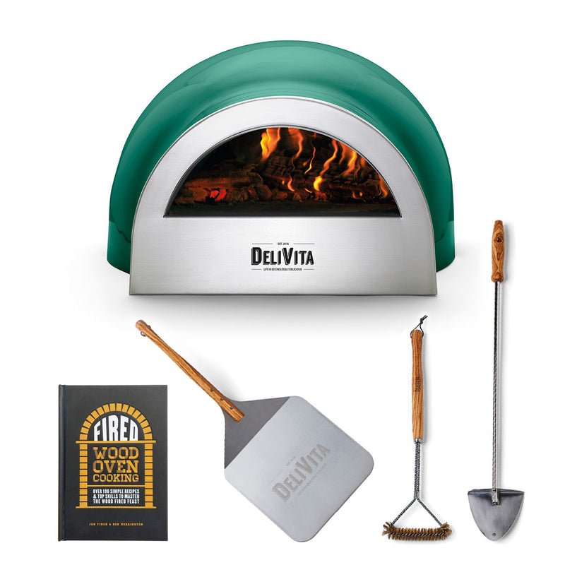 Delivita Wood-Fired Pizza/Oven - Emerald Green | Basic Bundle