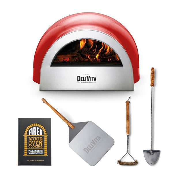 Delivita Wood-Fired Pizza/Oven - Chill Red | Basic Bundle