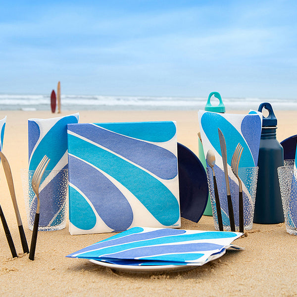Francoise Paviot French Dinner Napkins - Blue Waves