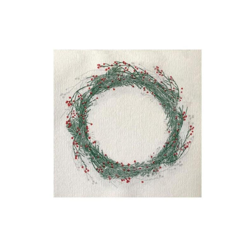 Francoise Paviot Cocktail Napkins - Green Wreaths
