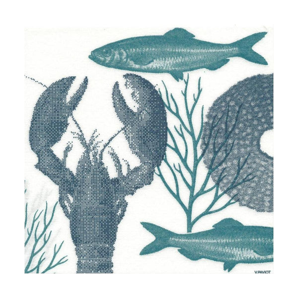 Francoise Paviot French Dinner Napkins - Blue Lobster