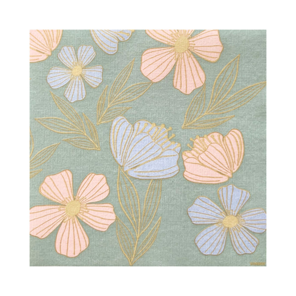 Francoise Paviot French Dinner Napkins - Green Pansy