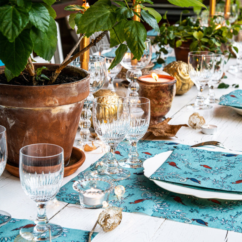 Francoise Paviot French Dinner Napkins - Garden Blue