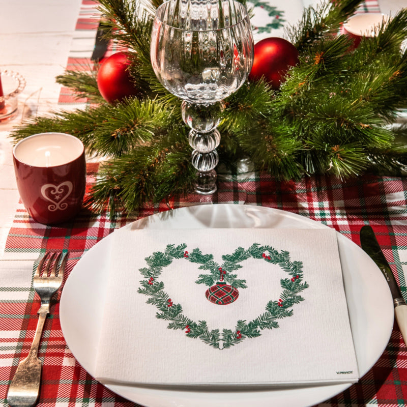 Francoise Paviot French Dinner Napkins - Holly & Hearts