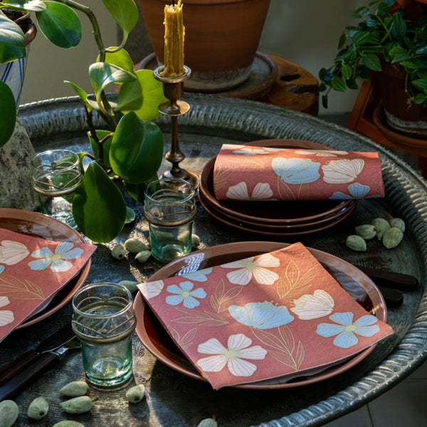 Francoise Paviot French Dinner Napkins - Red Pansy