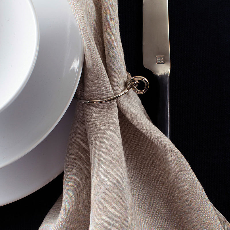 Himla Grinda Knot Napkin Ring (Set of 4) Silver Divertimenti