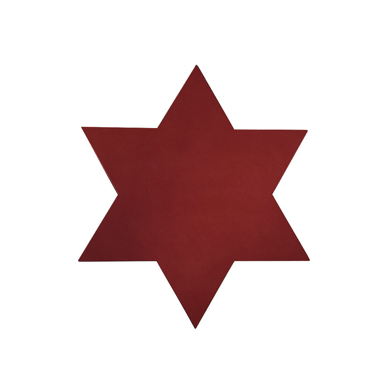 LIND DNA Leather Star Table Mat - Smooth Berry Red
