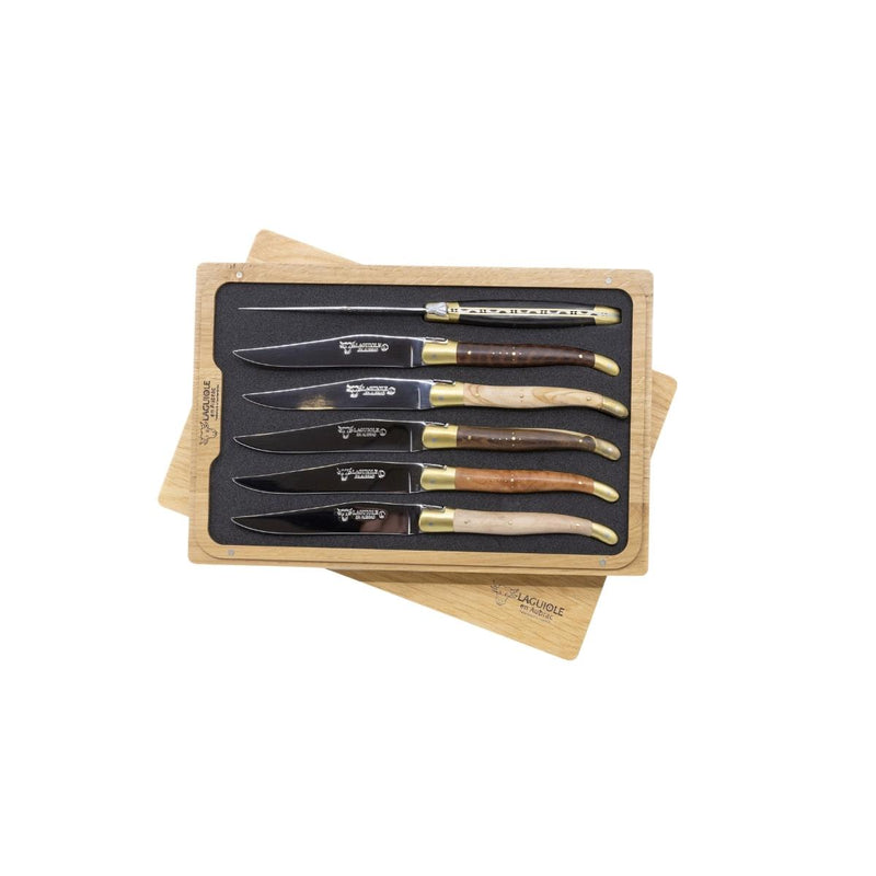Laguiole en Aubrac Set of 6 Steak Knives - Mixed Woods