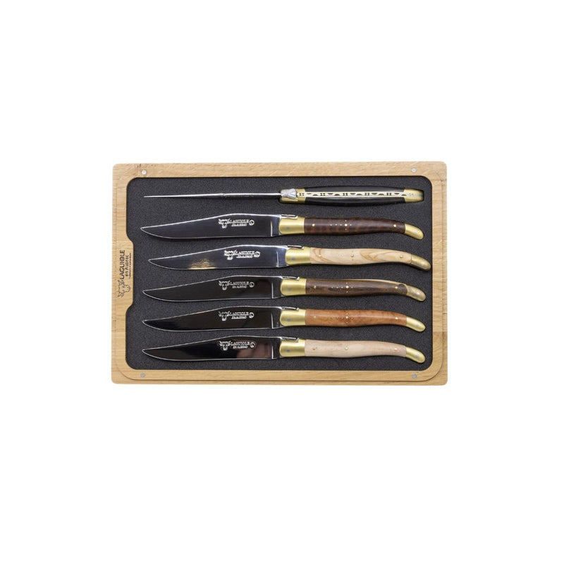 Laguiole en Aubrac Set of 6 Steak Knives - Mixed Woods