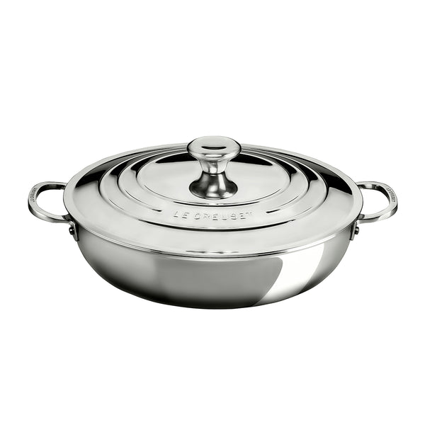 Le Creuset Signature Stainless Steel Shallow Casserole with Lid - 30cm