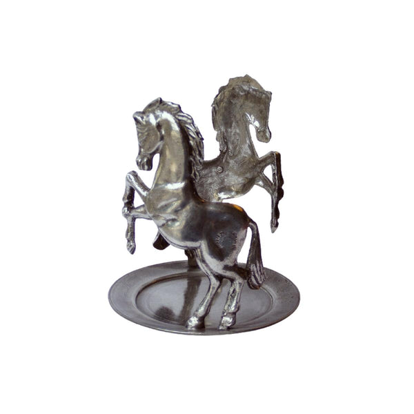 French Pewter Bottle Mat with Two Horses