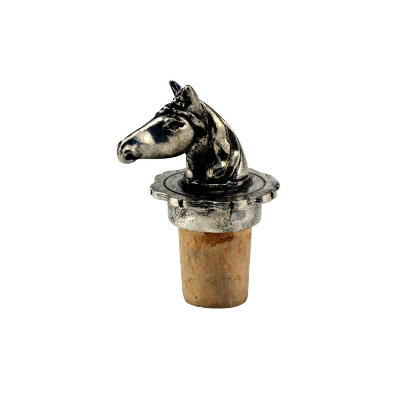 French Pewter Horse Head Bottle Stopper