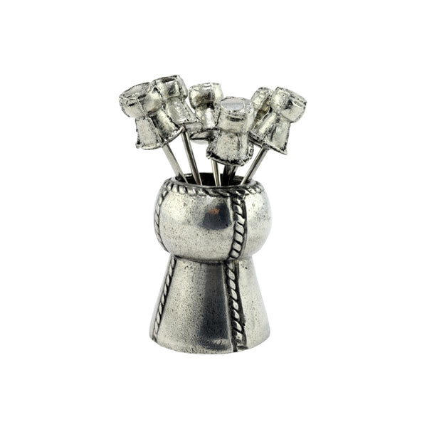 French Pewter Cocktail Forks and Holder - Champagne