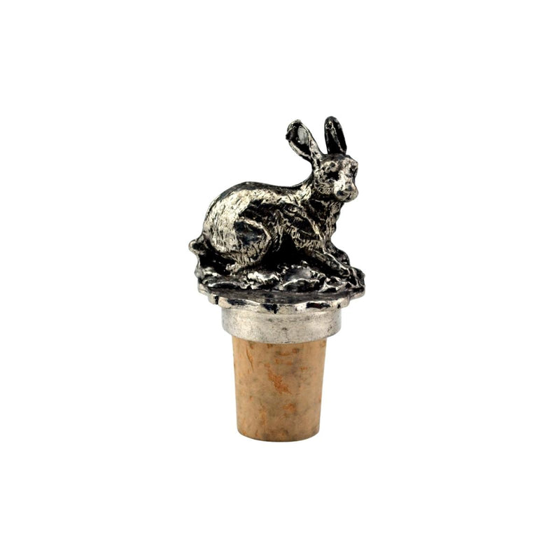 French Pewter Hunting Bottle Stopper - Hare