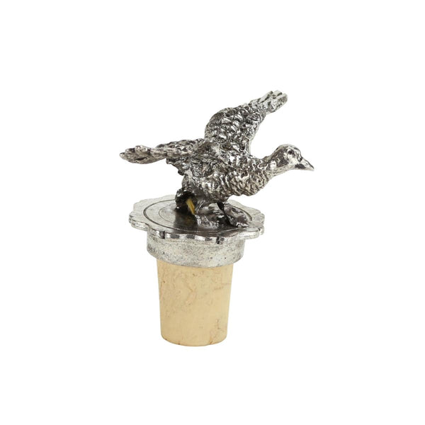 French Pewter Hunting Bottle Stopper - Duck