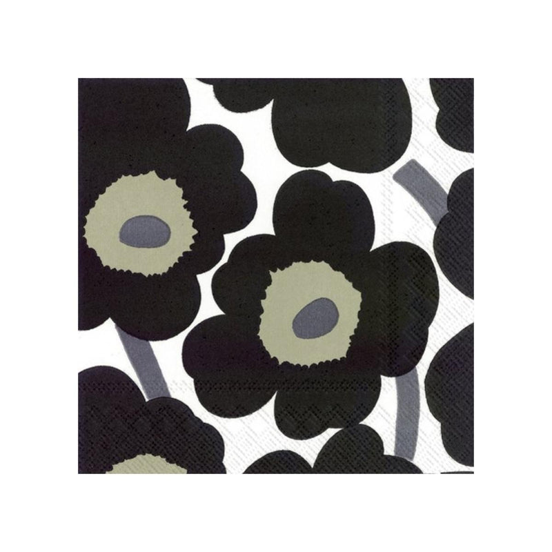 Marimekko Pack of 20 Paper Napkins  - Black Unikko