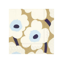 Marimekko Pack of 20 Paper Napkins - Gold & Blue Unikko