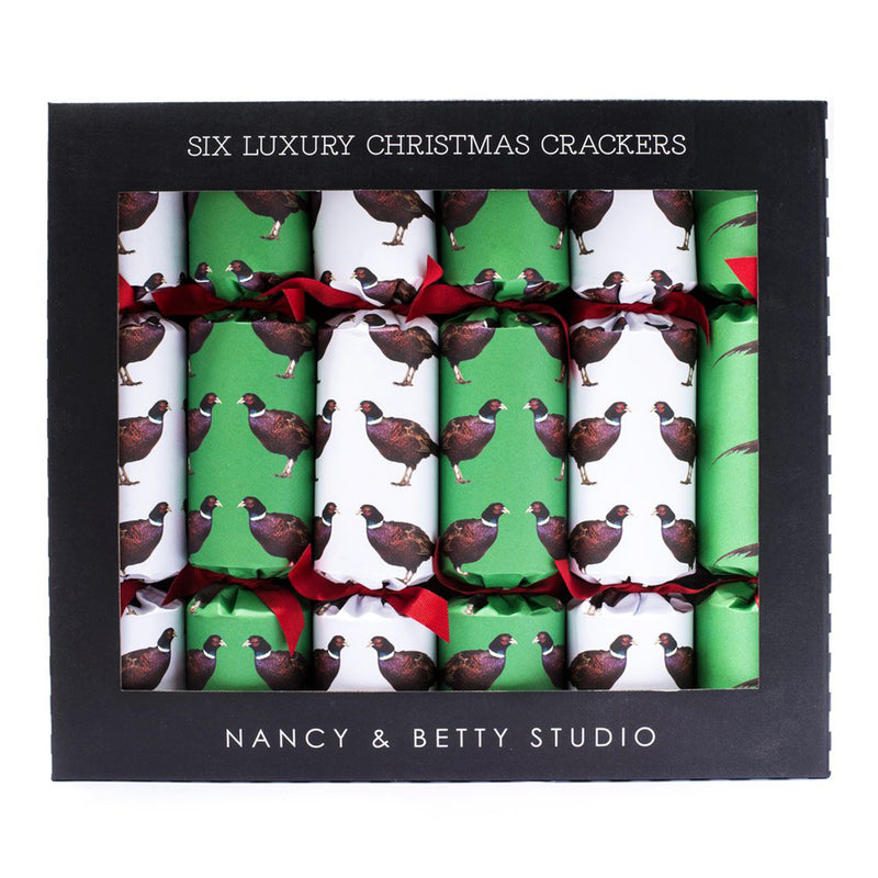 Nancy & Betty Set of 6 Christmas Crackers - Pheasant