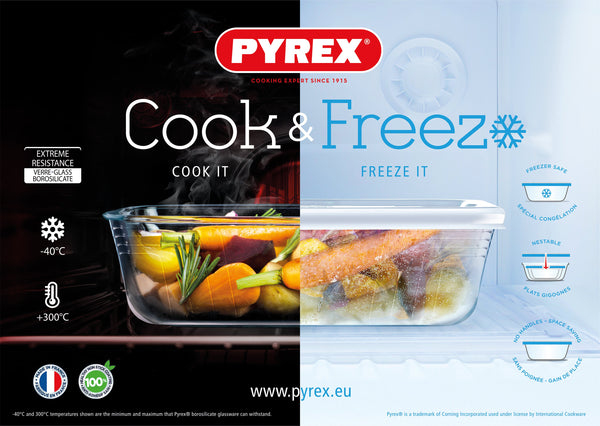 Pyrex Cook & Freeze Rectangular Dish with Lid - 22cm