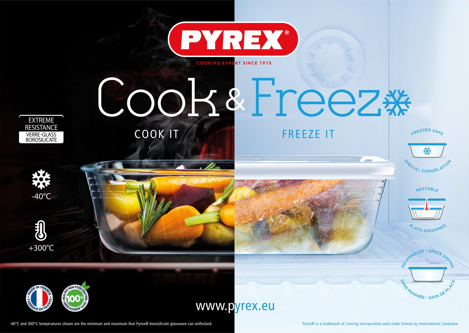 Pyrex Cook and Freeze Rectangular Dish with Lid 19cm