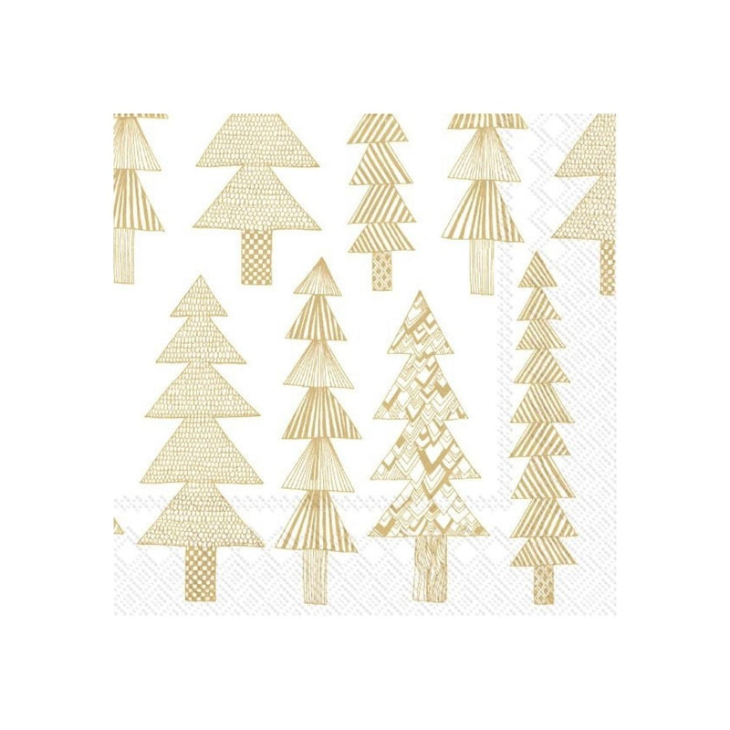 Pack of 20 Paper Napkins - Gold Trees