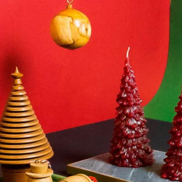 The Recycled Candle Company Handmade Red Christmas Tree Candle - Large