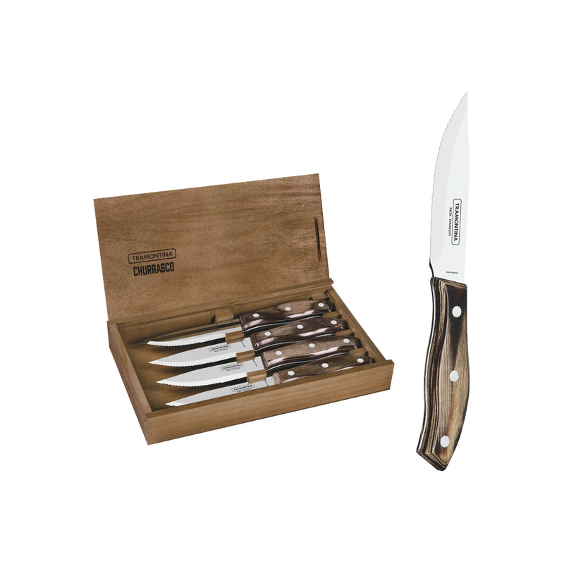 Tramontina Full Tang Steak Knife Set in Box - set of 4