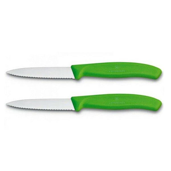 Victorinox Serrated Paring Knife Twin Pack - Green
