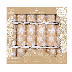 White Snowflake Christmas Crackers - Pack of 6