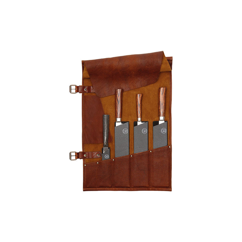 Witloft 5 Pocket Leather Knife Roll - Cognac