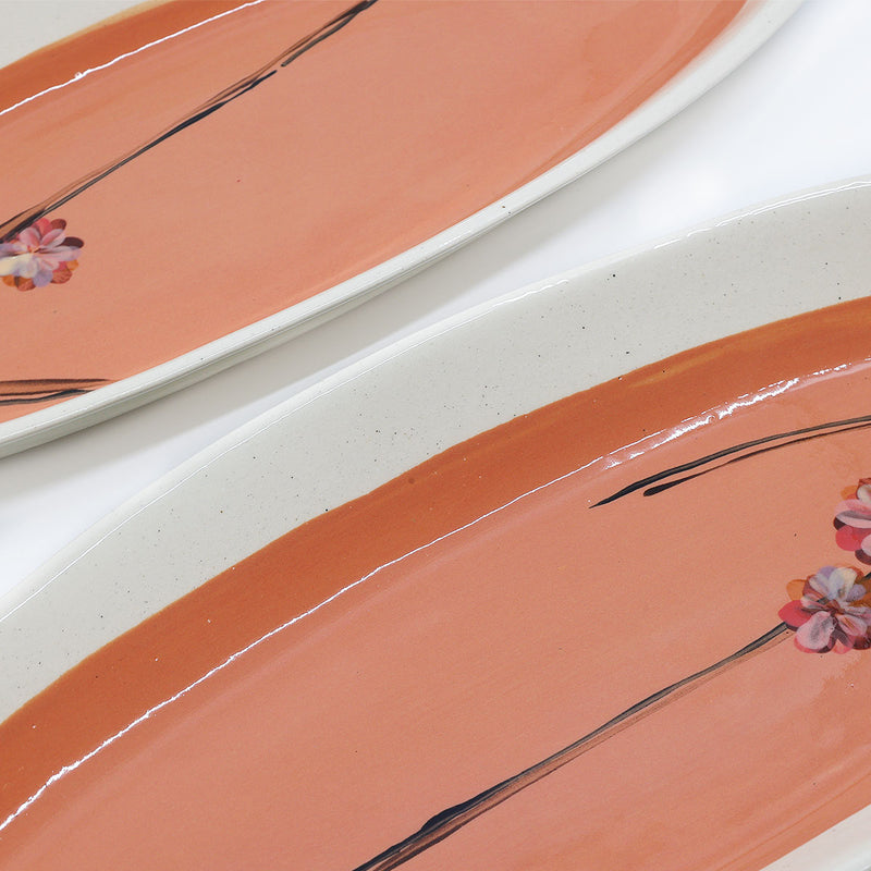 Wonki Ware Cherry Blossom Bamboo Platter - Salmon